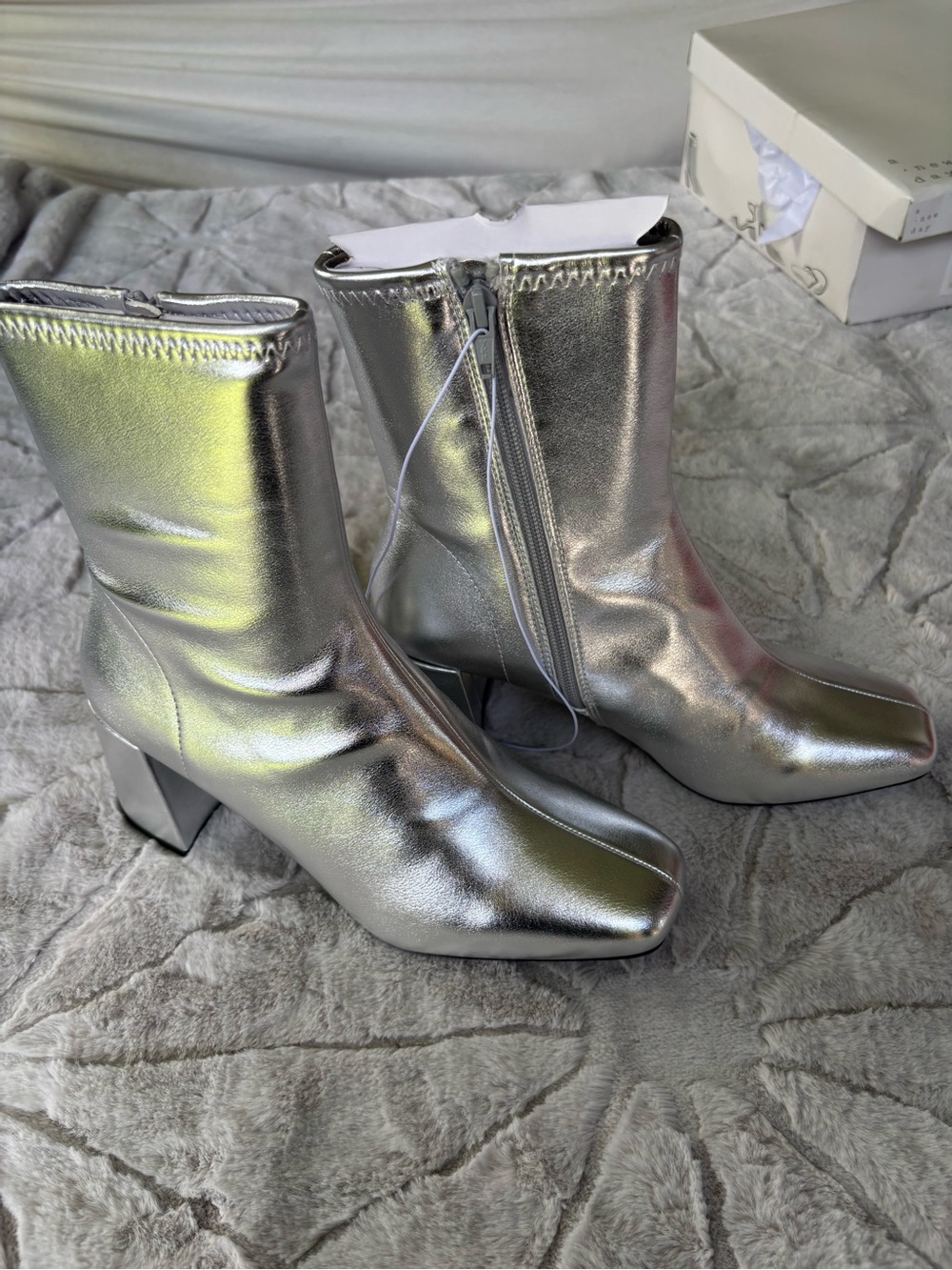 a new day Silver Metallic Block Heel Ankle Booties - Picture 6 of 8